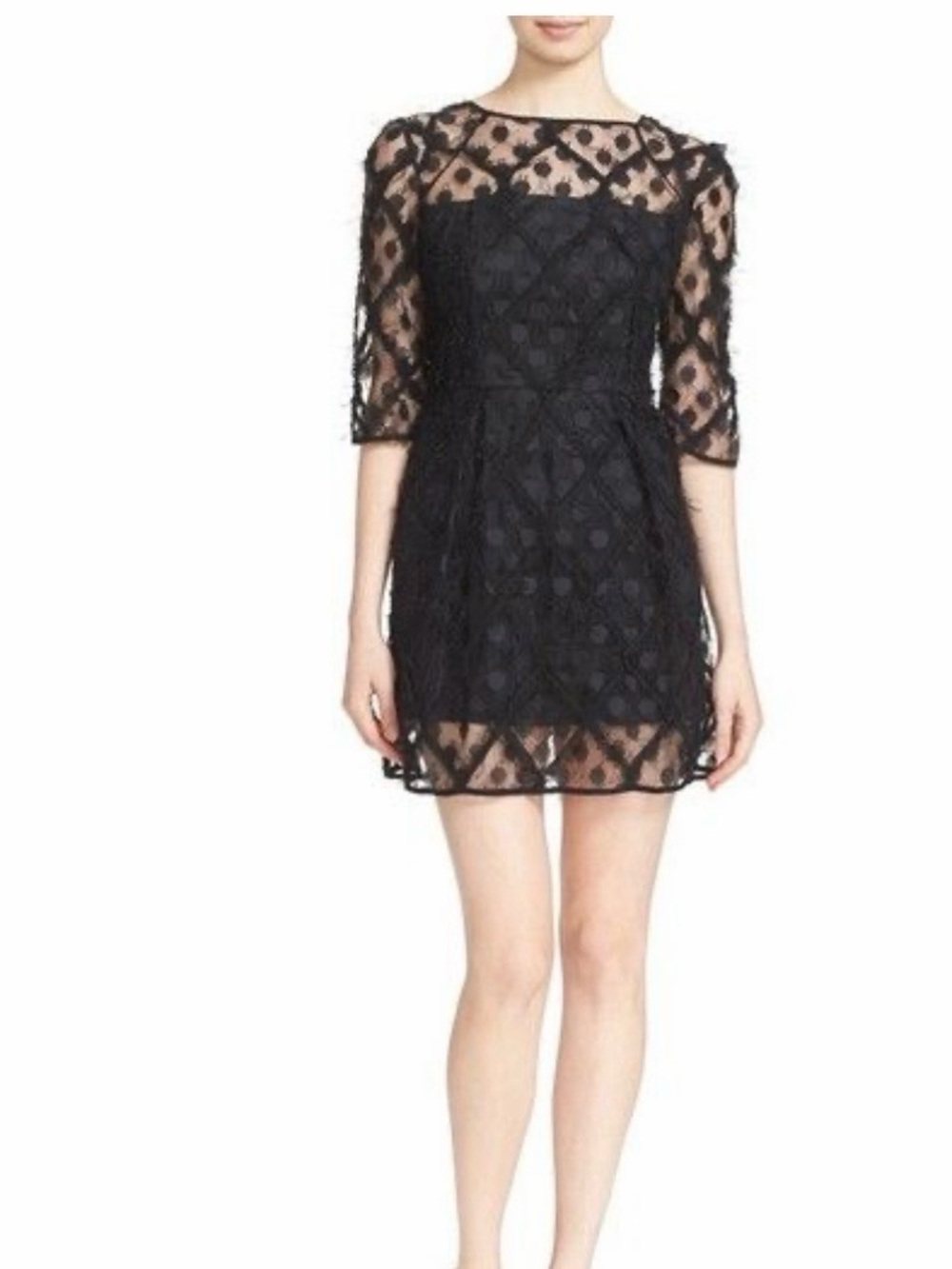 Milly black Celia polka dot textured dot mini dress